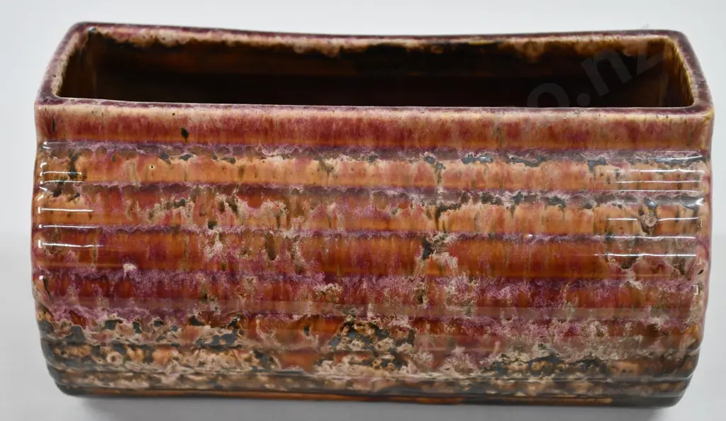 CROWN LYNN TRICKLE GLAZED LOG VASE Image 1++