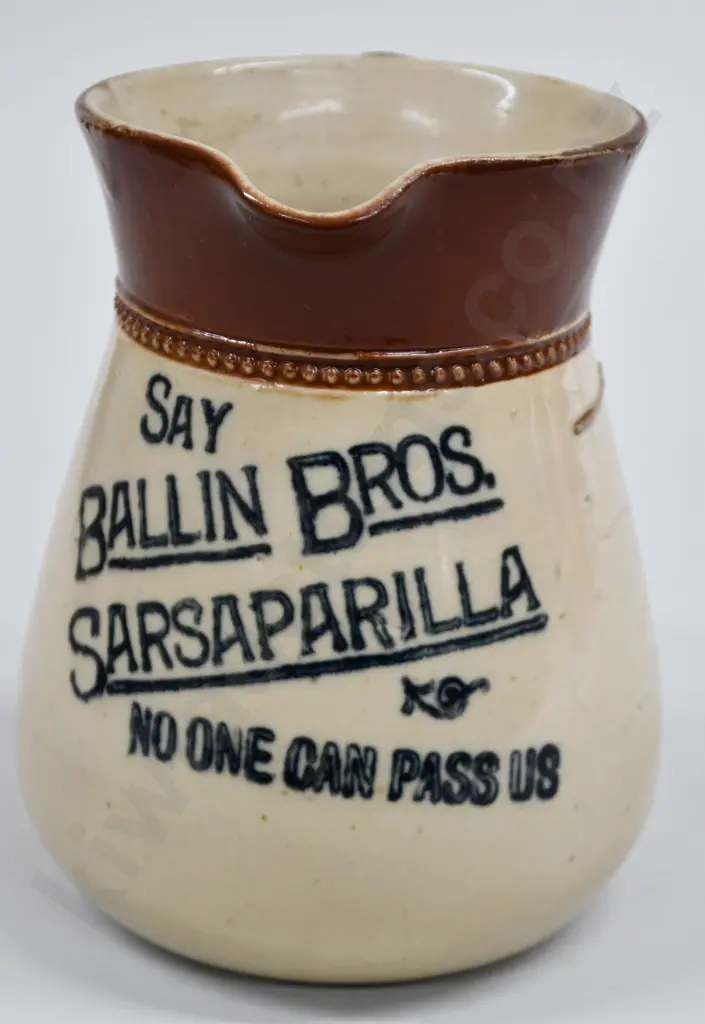 BALLIN BROS CHRISTCHURCH SARSAPARILLA WATER JUG Image 1++