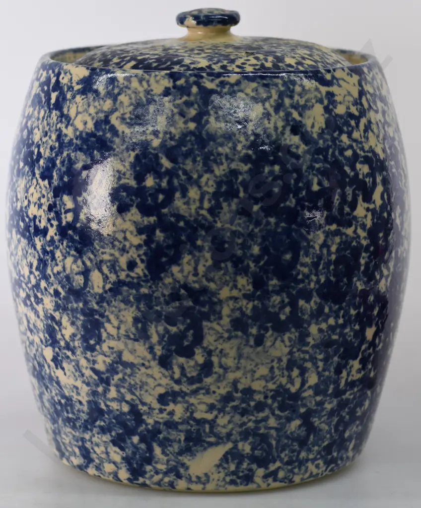 TIMARU POTTERIES LARGE BLUE MOTTLED STORAGE JAR Image 1++