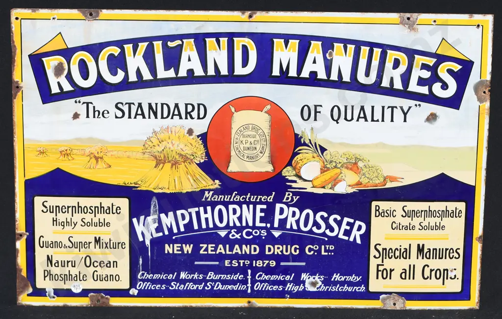 ROCKLAND MANURES NZ ENAMEL SIGN Image 1++