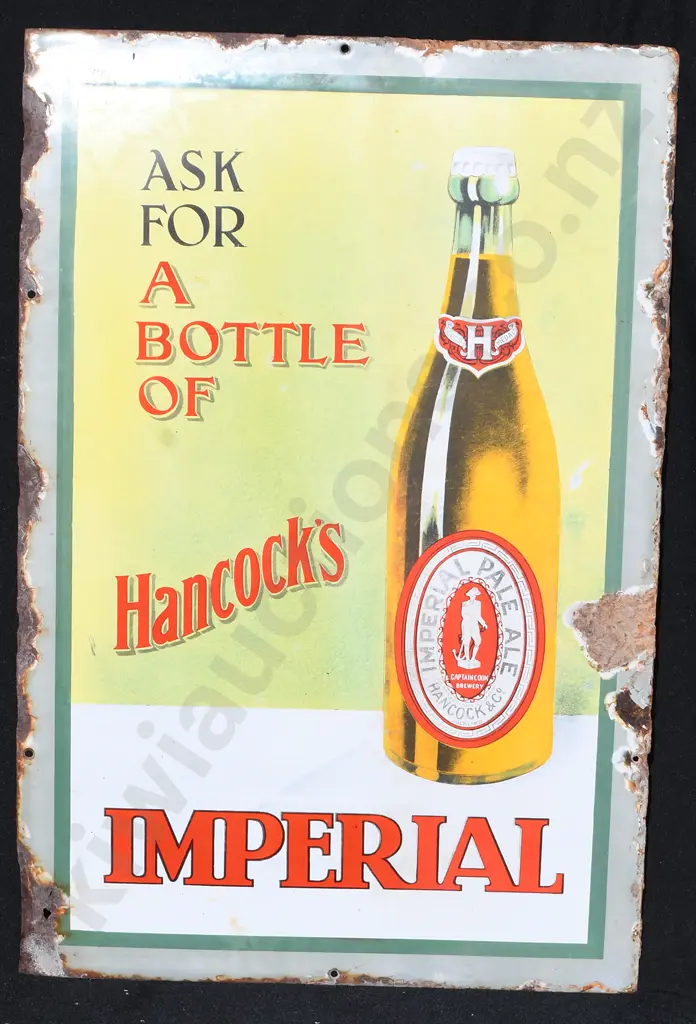 HANCOCKS IMPERIAL ALE ENAMEL SIGN Image 1++