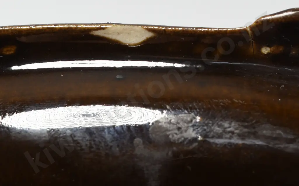 TEMUKA WARE DECO STYLE FOOTED DISH DARK BROWN Image 1++