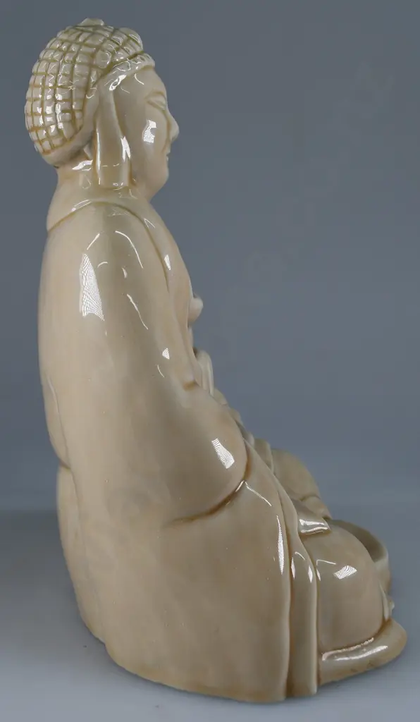 TEMUKA OATMEAL GLAZED BUDDHA FIGURE Image 1++