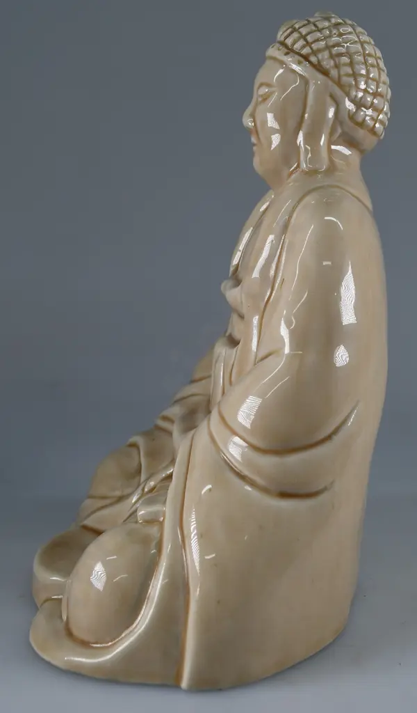 TEMUKA OATMEAL GLAZED BUDDHA FIGURE Image 1++