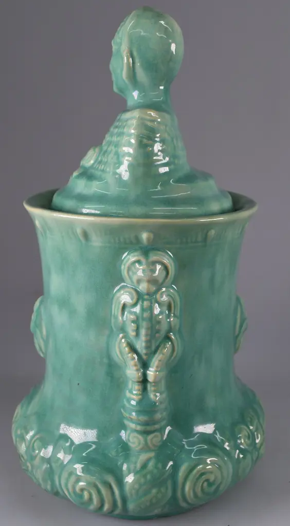 TEMUKA MAORI THEMED TOBACCO JAR AQUA Image 1++