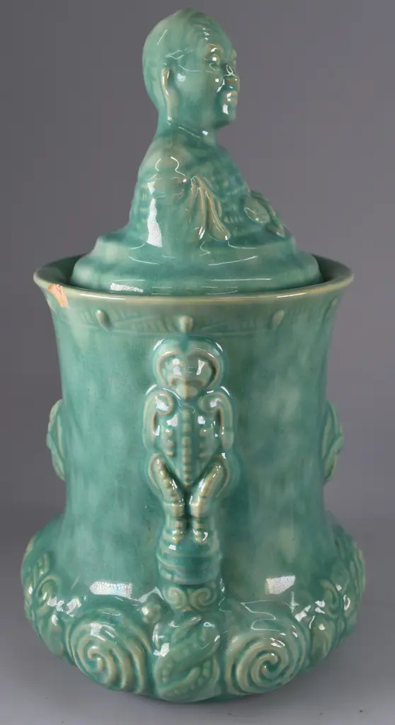 TEMUKA MAORI THEMED TOBACCO JAR AQUA Image 1++