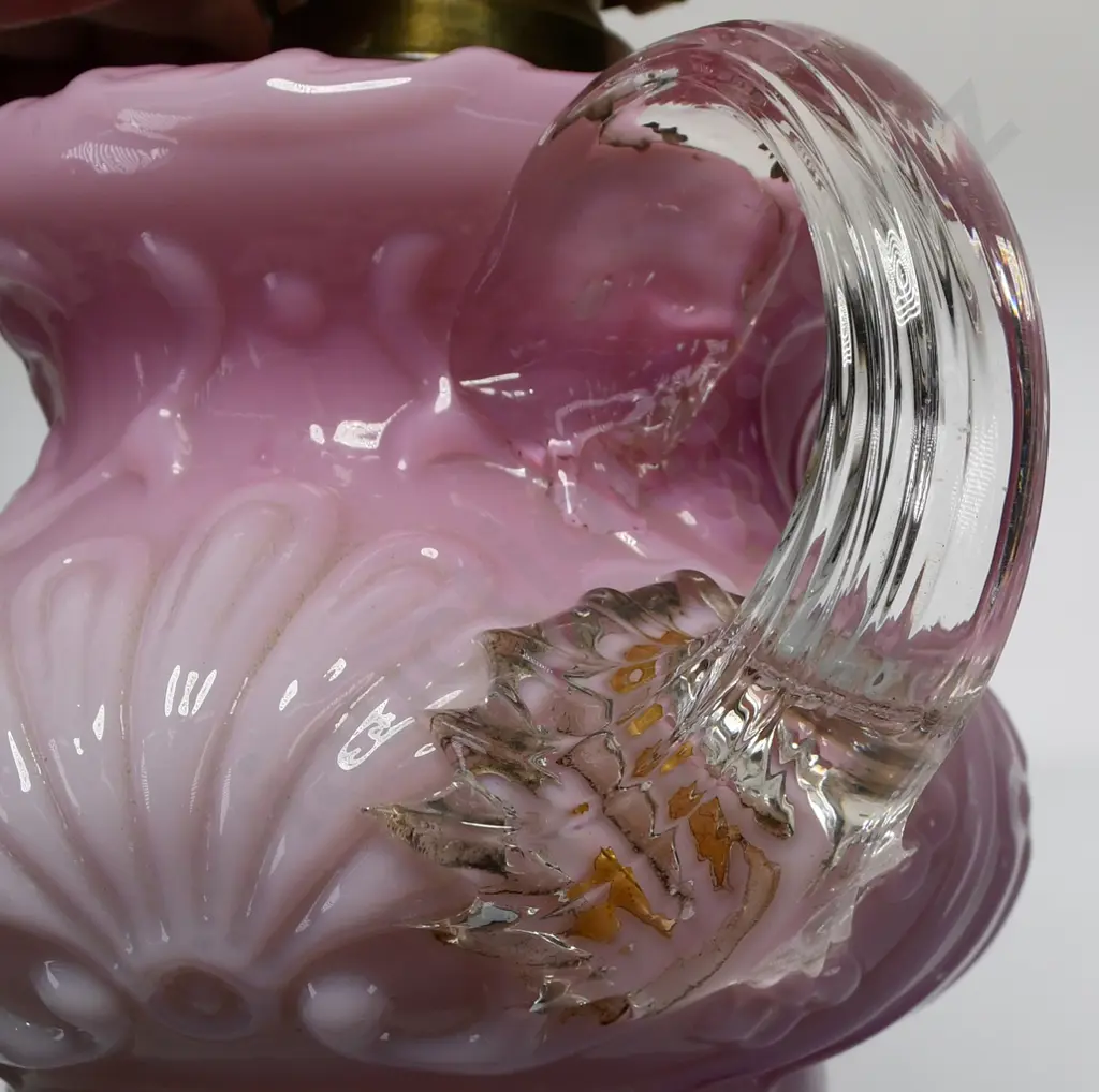 CRANBERRY GLASS FUEL LAMP & CHIMNEY Image 1++