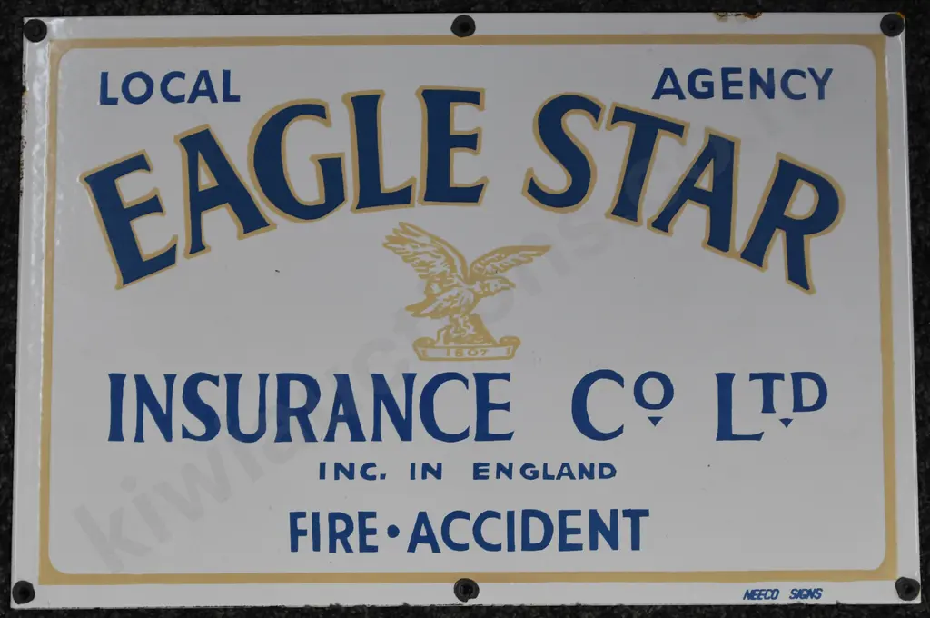 EAGLE STAR INSURANCE CO ENAMEL SIGN Image 1++